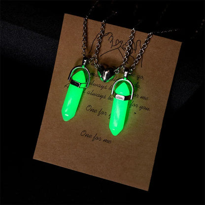 Love Couple Light Up Necklaces - Hexagonal Crystal Necklace