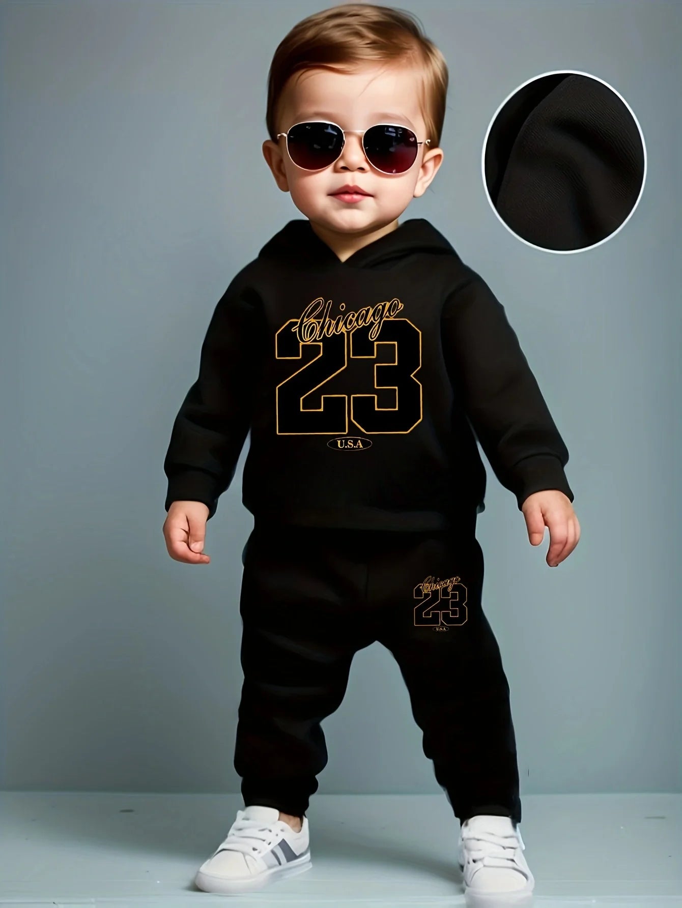Baby Boys Letter Print Hooded Long Sleeve Outfits Suit