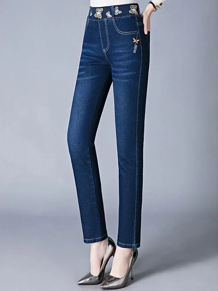 high waist slim fit jeans