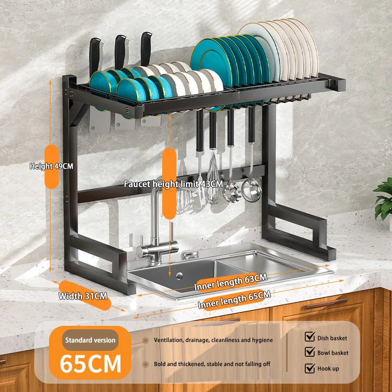 Adjustable Stainless Steel Over-Sink Dish Rack