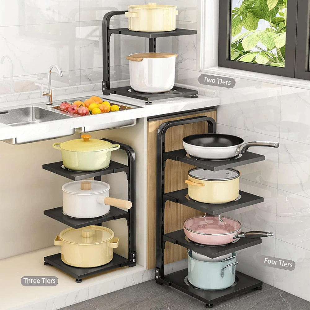 Adjustable Under Cabinet Pot Storage Rack