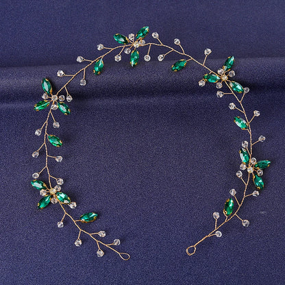 Women's Rhinestone Green Crystal Pearl Hairband
