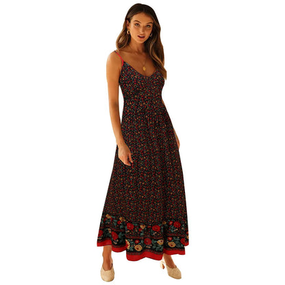Women's Retro Bohemian V-Neck Swing Floral Dresses