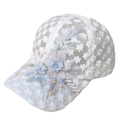 Embroidered Floral Mesh SunScreen Baseball Cap