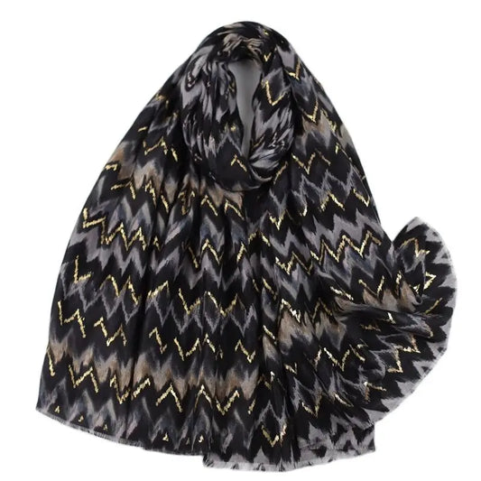 Châle rayé à vagues géométriques pour femmes