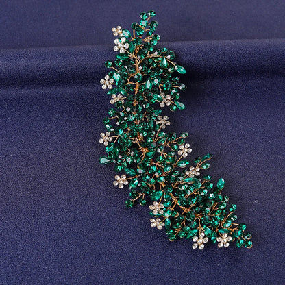 Women's Rhinestone Green Crystal Pearl Hairband