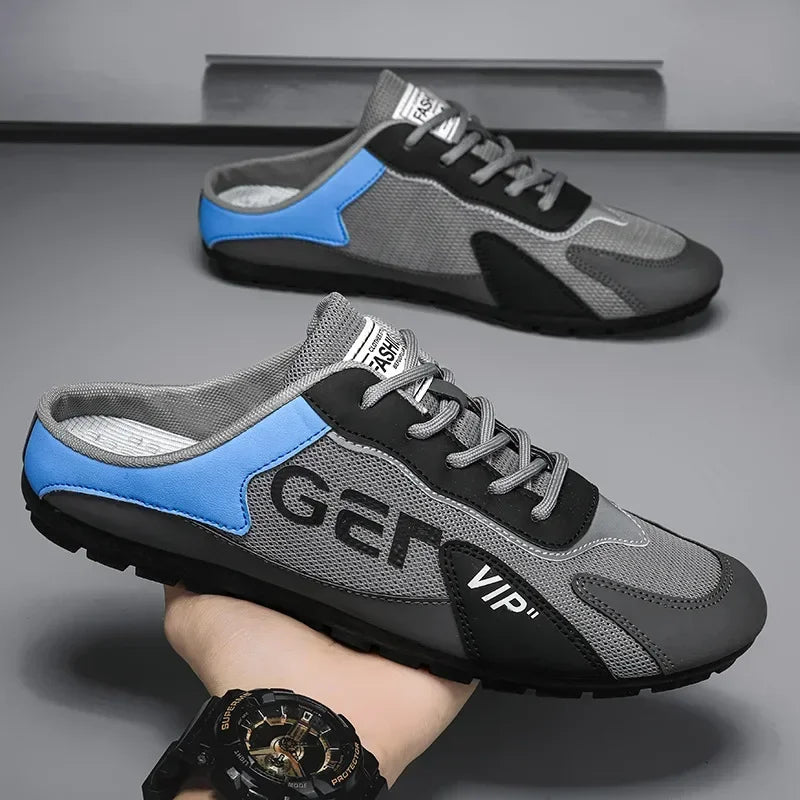 Demi-pantoufles respirantes à enfiler pour hommes