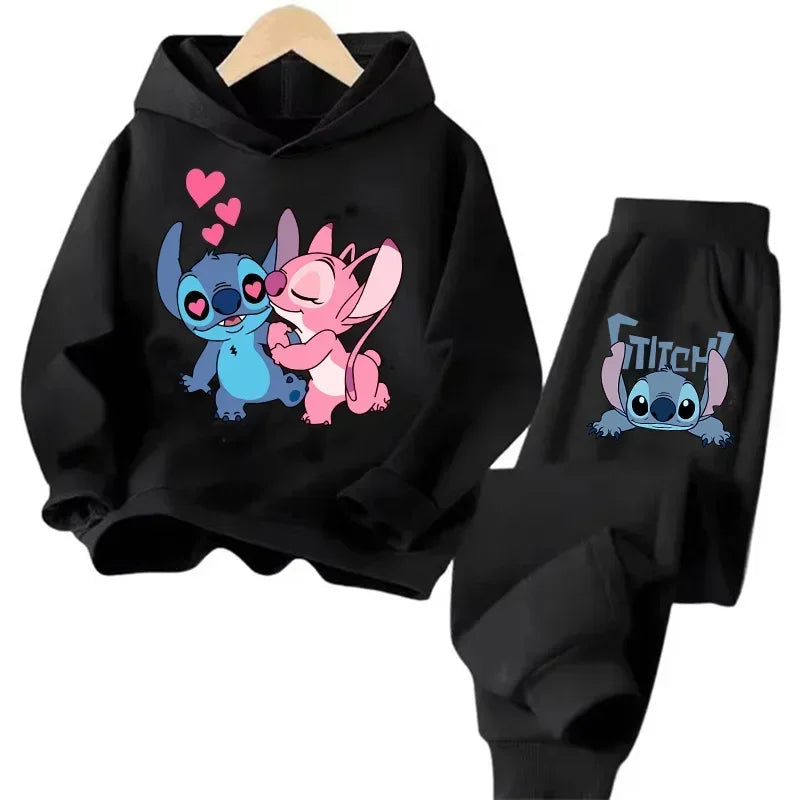 Kid's Stitch Anime Casual Hoodies Set