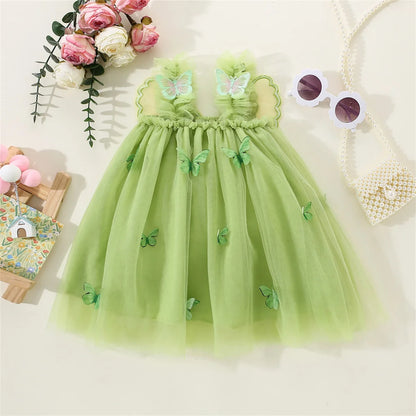 Baby Girl Butterfly Wing Dress - Solid Mesh Dress