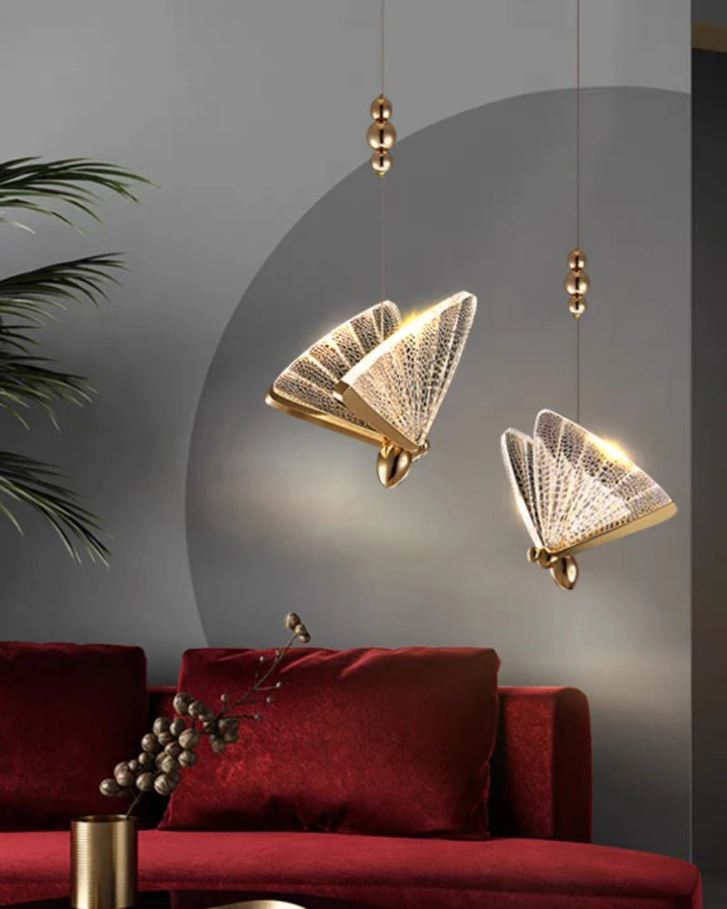 Lustre suspendu à LED papillon nordique