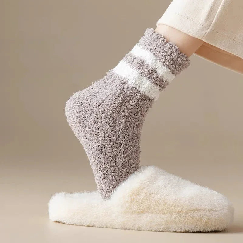 4 Pairs Couples' Winter Plush Slipper Socks