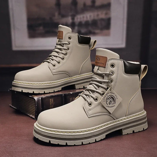 Men's High-Top Lace-Up Ankle Boots