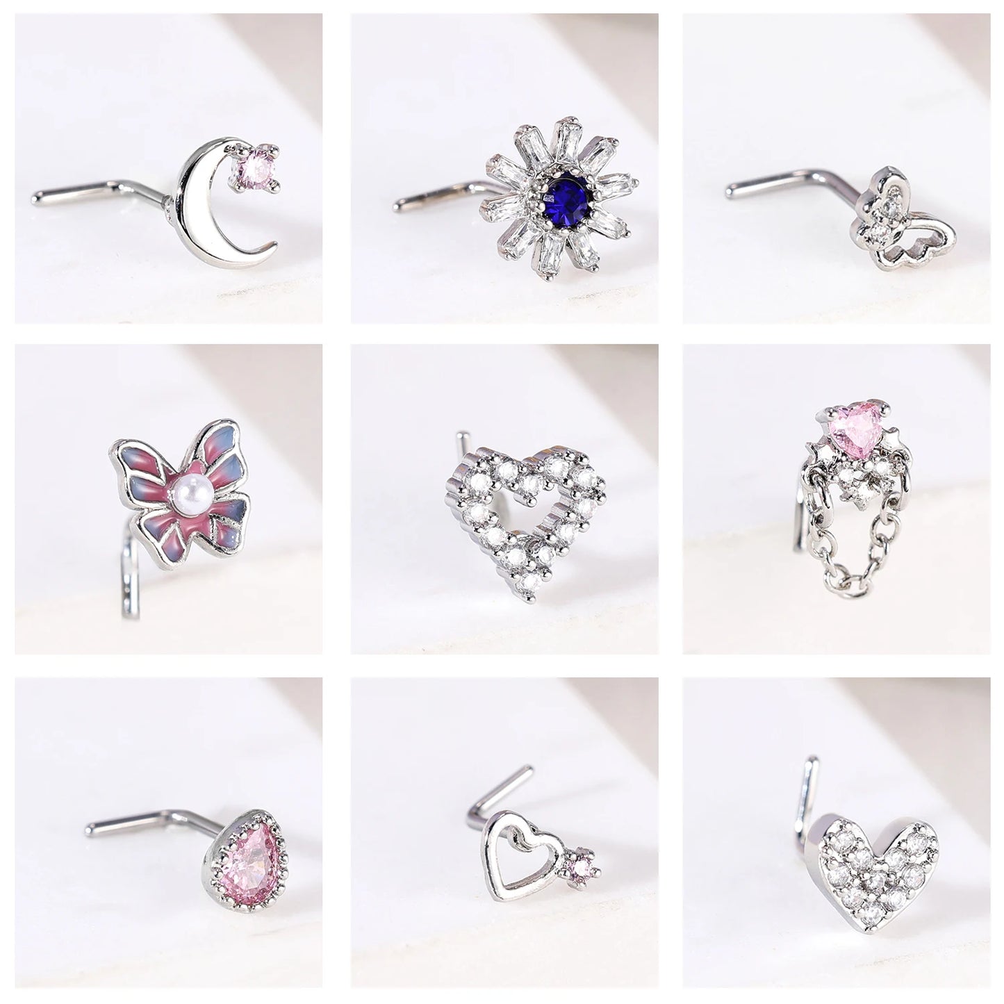 Anneaux de nez pendants en forme d'oeil de papillon pour femmes, 1 pièce