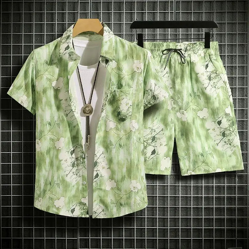 Summer Short-Sleeved Floral Men's Tracksuit