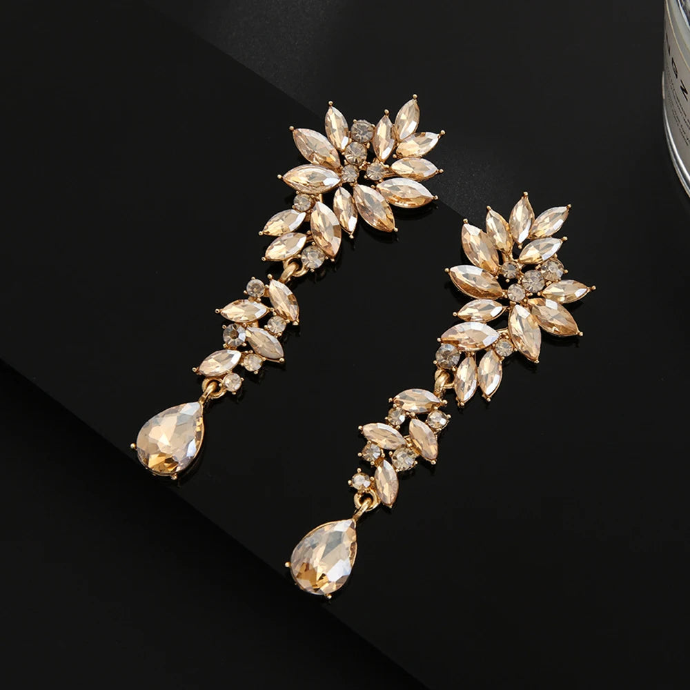 Kristallohrringe für Damen – Große Hängeohrringe für die Hochzeit 