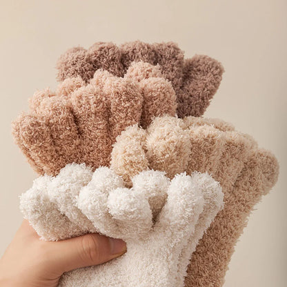 Autumn-Winter Soft Coral Fleece Five Finger Socks