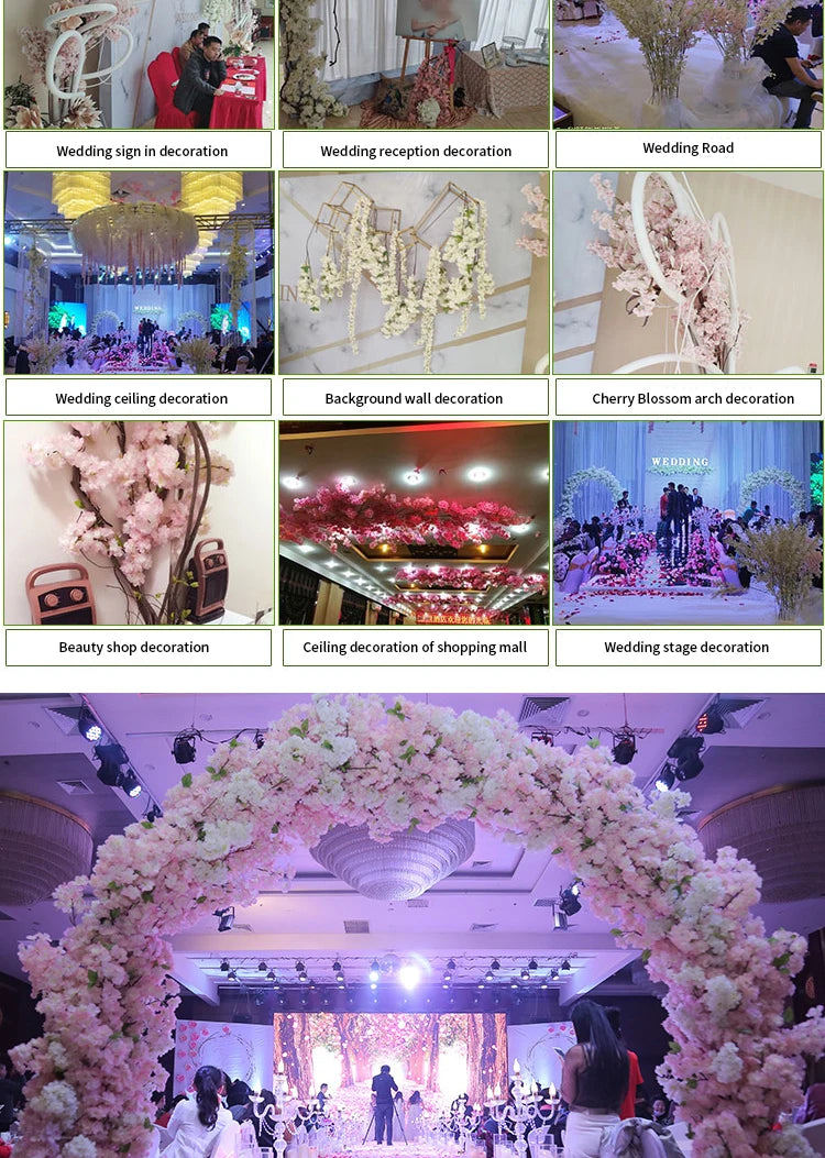 Cerisier artificiel en soie, accessoire de mariage, décoration d'intérieur 