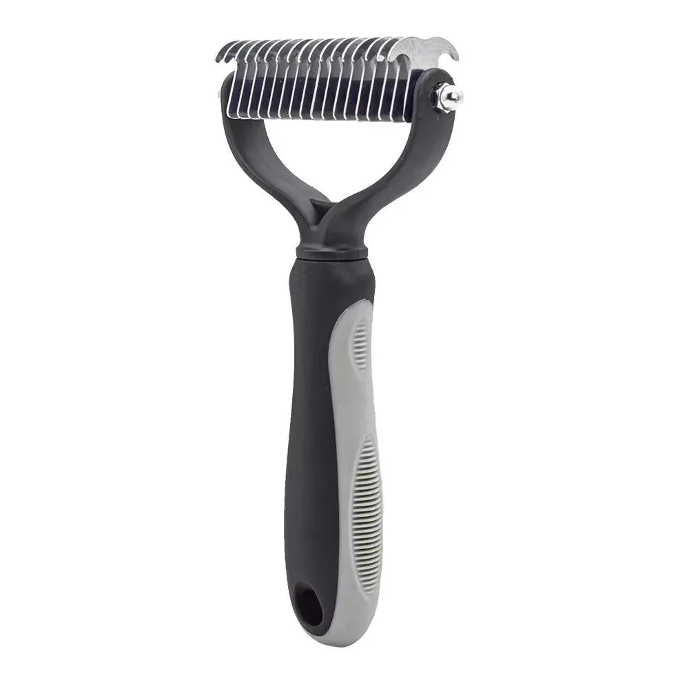 Brosse coupe-noeud double face en fourrure pour animaux de compagnie