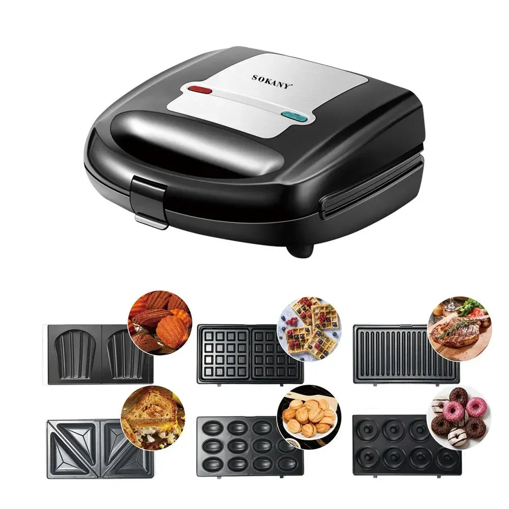 Electric Waffle Maker 6 In 1 Toaster Breakfast Machine