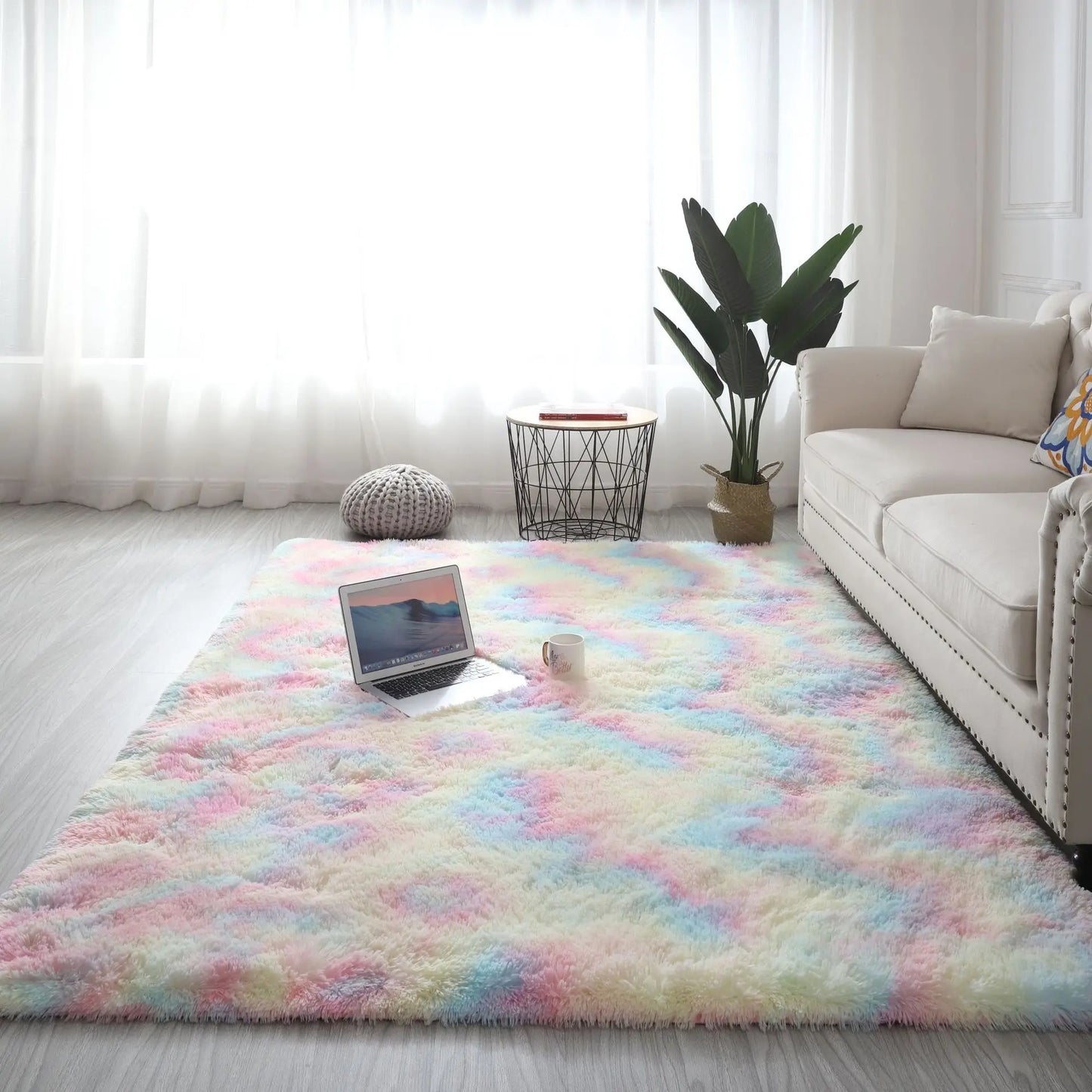 Tie-Dye Gradient Washable Fluffy Soft Living Room Carpet