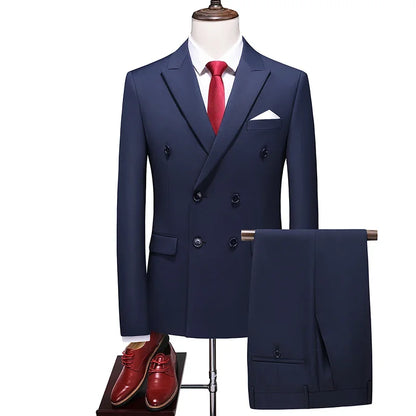 Men's Three-Piece Double Breasted Formal Wedding Attire