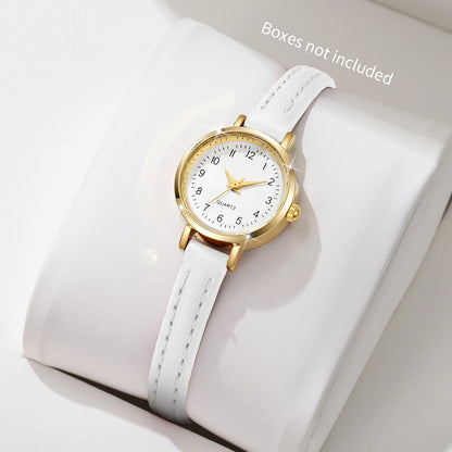 Montres-bracelets en cuir à quartz à petit cadran pour femmes