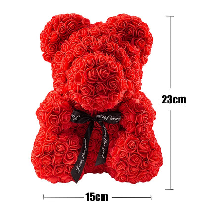 Box and Light Artificial Flower Teddy Bear Valentines Gifts