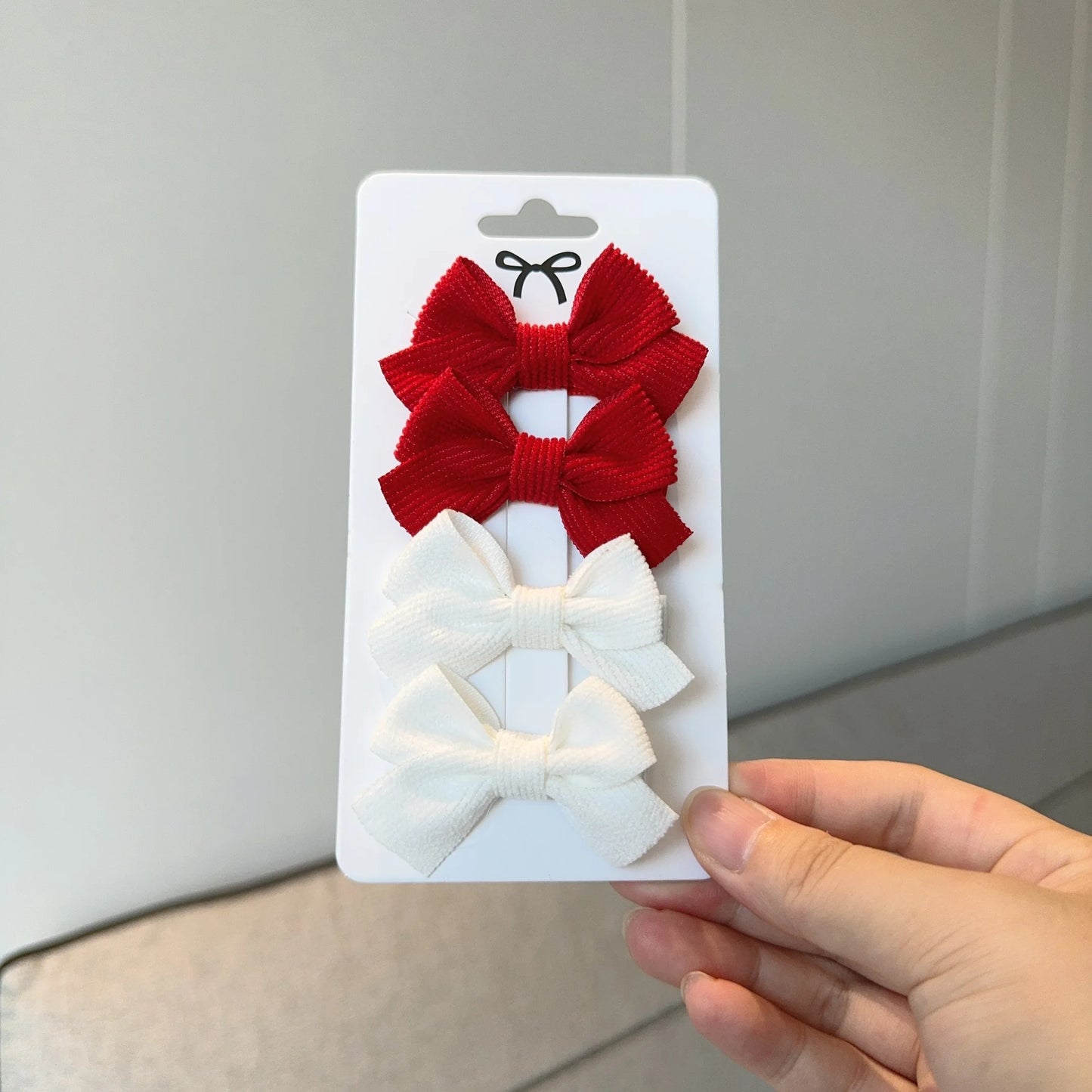 6/10pc Kids Solid Color Ribbon Bow Hair Clips