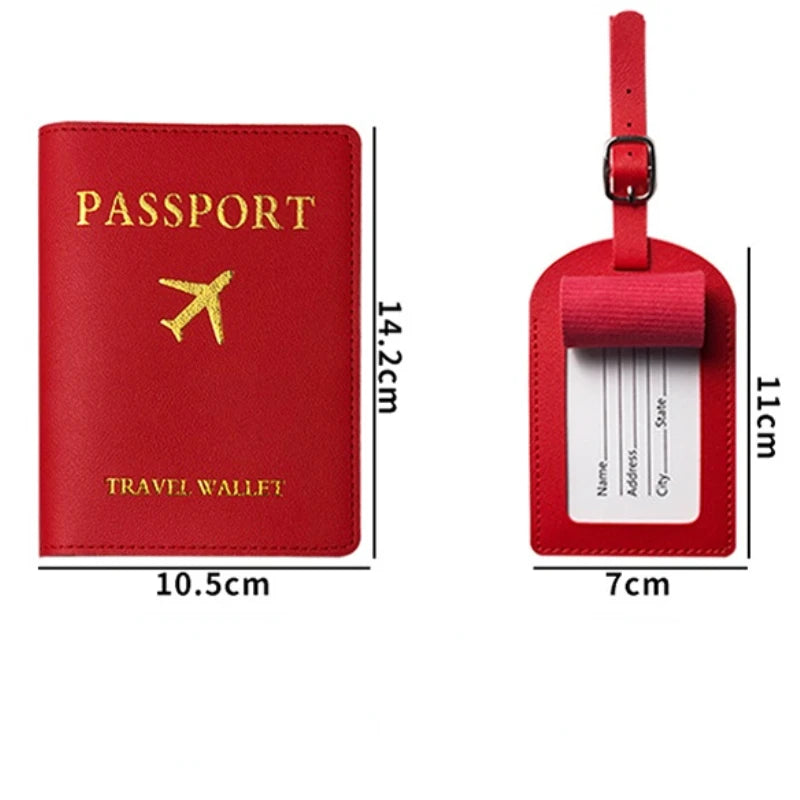 PU Leather Travel Passport Holder Set
