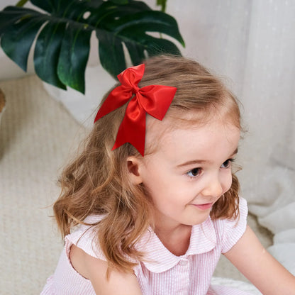 2Pcs/set Solid Color Ribbon Cheer Bows Hair Clips