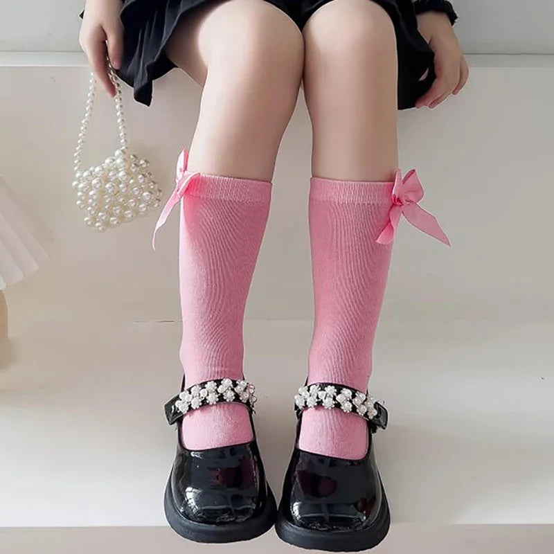 Nouveau Chaussettes hautes à nœud pour enfants