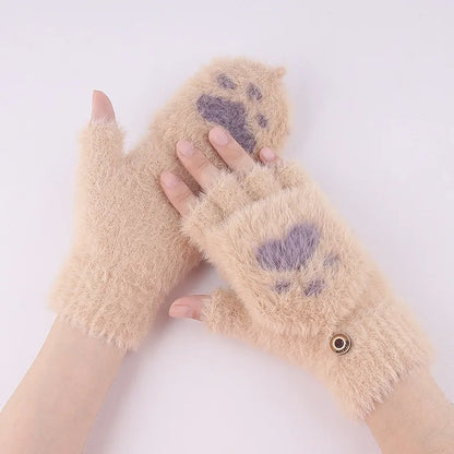 Women's Warm Cat Paw Gloves