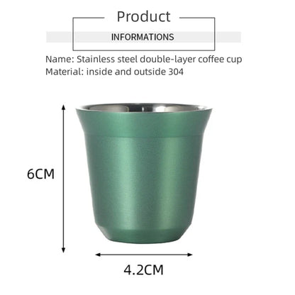 Mini tasses à café à double paroi en acier inoxydable de 80 ml