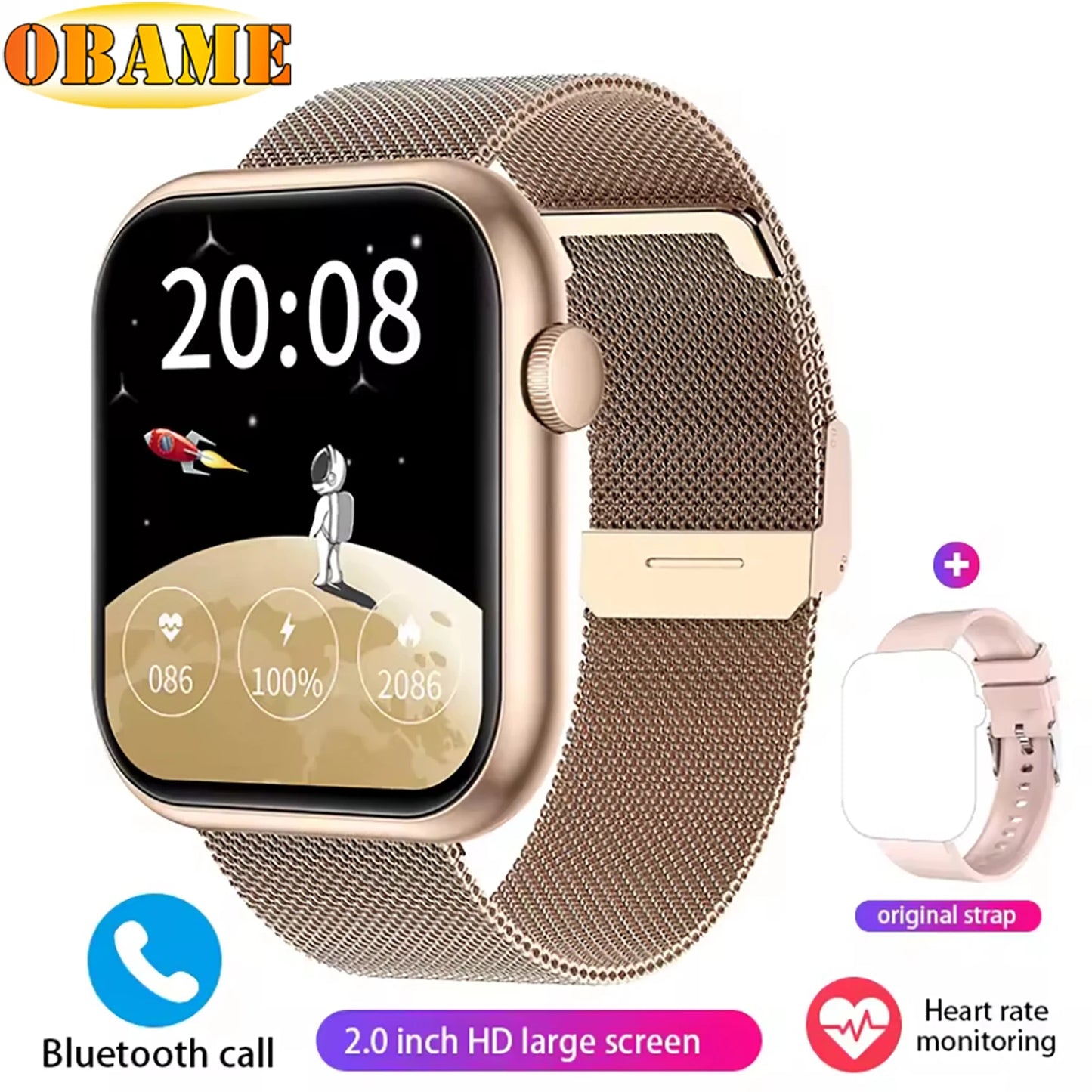 Men's Waterproof Touch Screen Bluetooth call Heart Watches