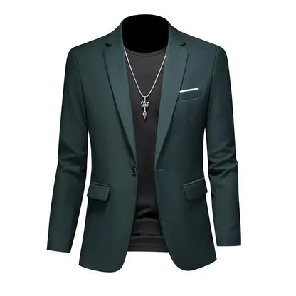 Blazer de bureau à bouton unique de longueur régulière pour hommes