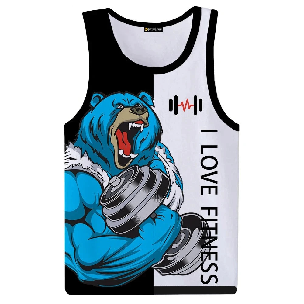 Men 3D Animal Print Sleeveless Tank Top