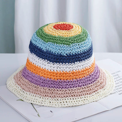 Chapeau de plage en paille crochetée pour femme