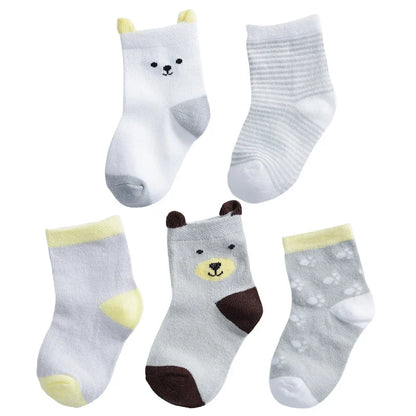Enfants 5 paires de chaussettes à imprimé animal