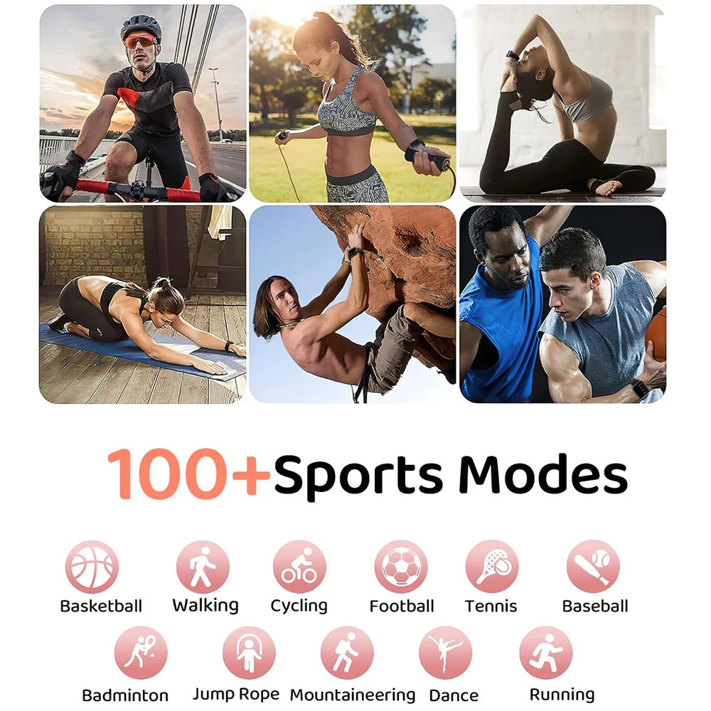 Unisex HD Touch Screen Sports Fitness Tracker Bluetooth Call Smartwatches