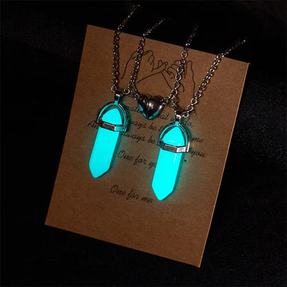 Love Couple Light Up Necklaces - Hexagonal Crystal Necklace