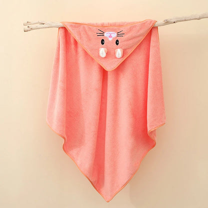 Peignoir à capuche pour enfants, serviette de cape en molleton de corail, dessin animé