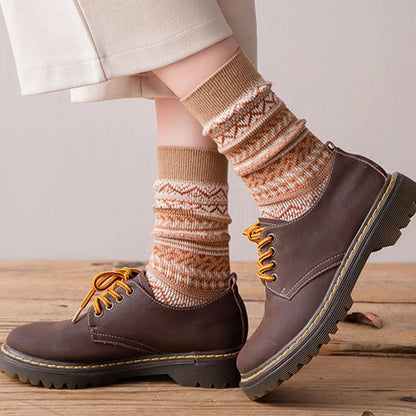 Coffee-Colored Retro Pile-Up Socks