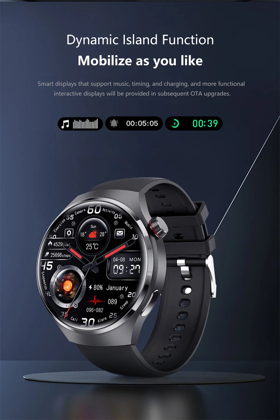 GT4 Sport Smart 1.5 IPS Display IP68 Bluetooth Call - Android Watch