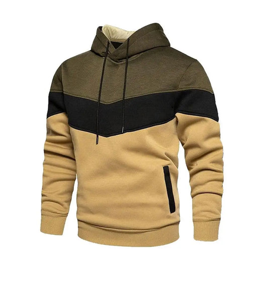 Korean Style Men's Vertical Stripe Color Block Hoodies