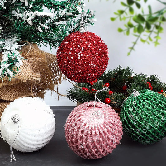 12-Piece Glitter Christmas Tree Ball Ornaments