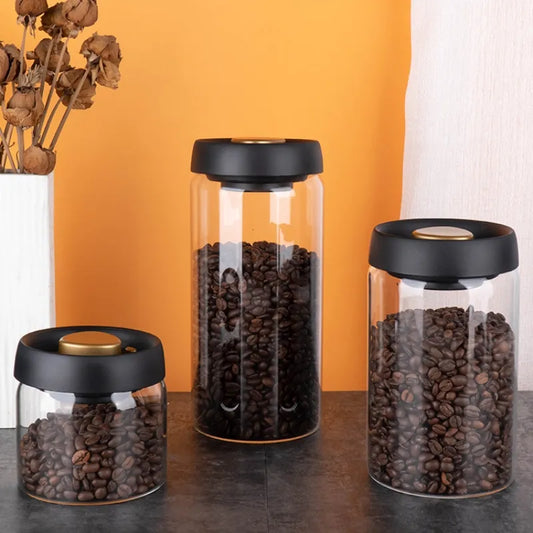 Pichet en verre scellé sous vide pour grains de café