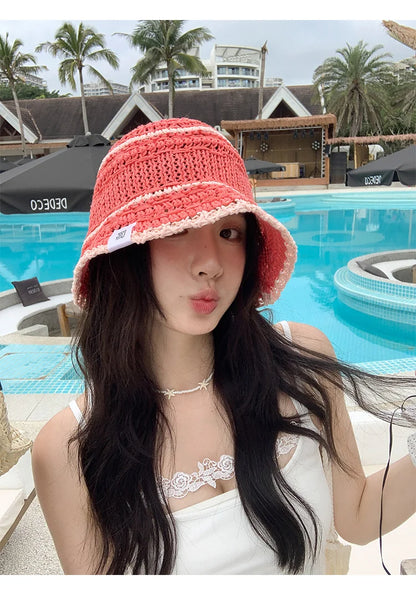 Colorful Woven Hollow Bucket Hats