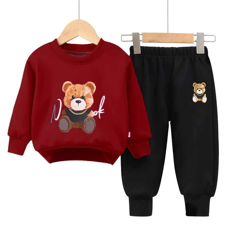 Kinder-Sweatshirt-Bär-Sets – Jungen-Anzug-Outfits