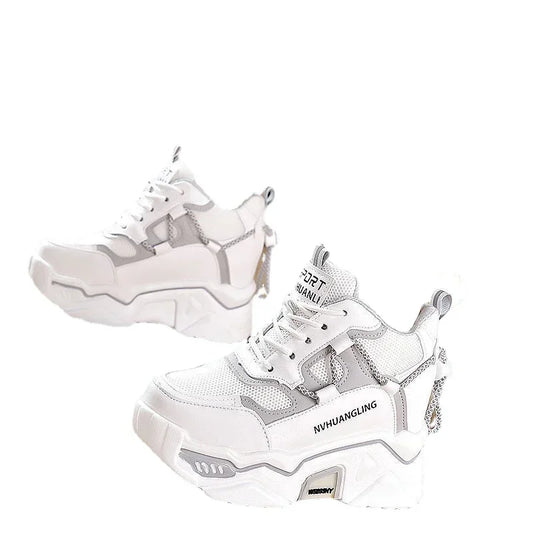 Atmungsaktive Mesh-Plateau-Sneaker für Damen