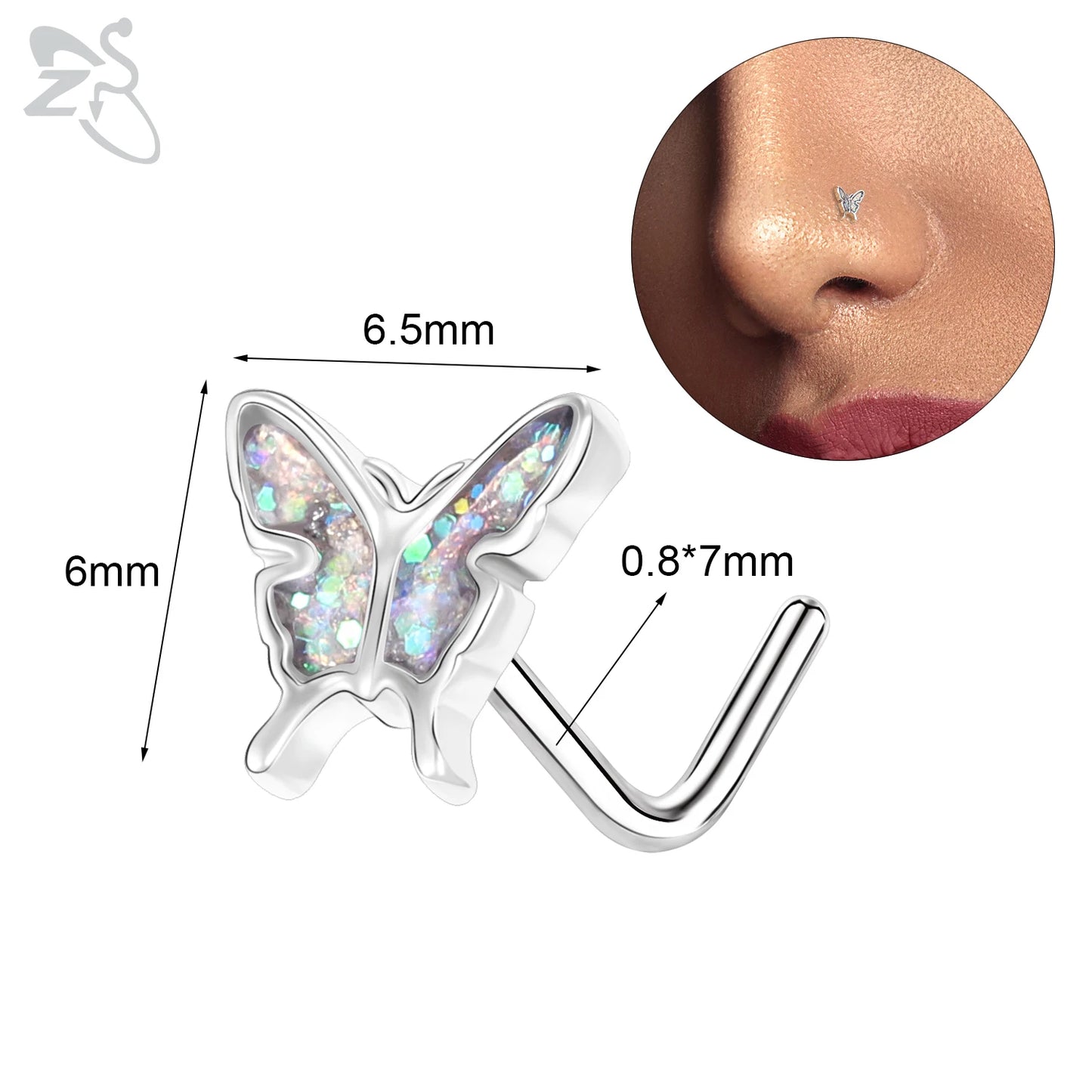 Anneaux de nez pendants en forme d'oeil de papillon pour femmes, 1 pièce